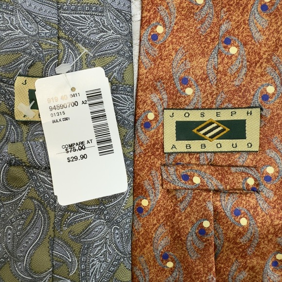 Joseph Abboud Tie‎ Lot Silk Mens Made in Italy Paisley Necktie Classic Set of 2 - Picture 2 of 8